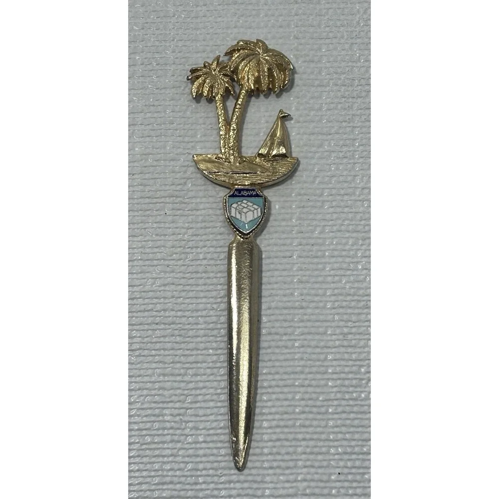 Alabama Letter Opener Palm Trees Sailboat Souvenir Vintage Grannycore
